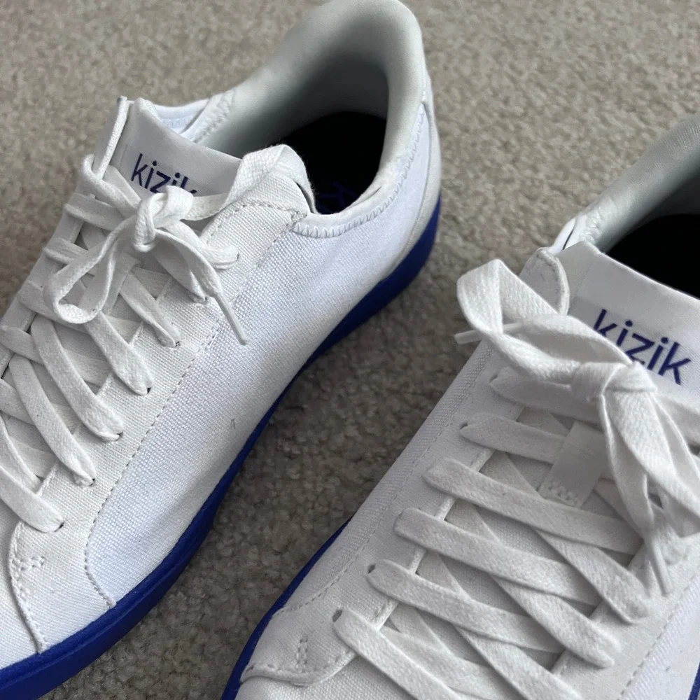 Kizik Irvine Canvas Hands-Free Sneakers‎ White Cobalt Blue Mens 7.5 Womens 9